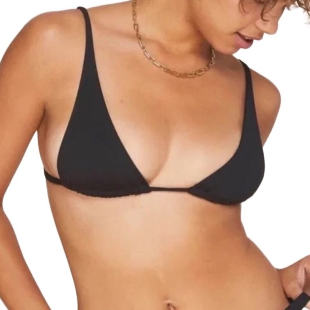 DEMI MOORE X ANDIE Swim Top Women Sz L Black Tropez Triangle Feminine Retro NWT